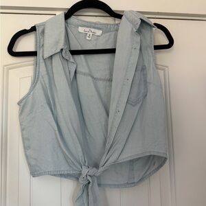 Love Tree Light Blue Sleeveless Tie-Front Crop Top- NEVER WORN
